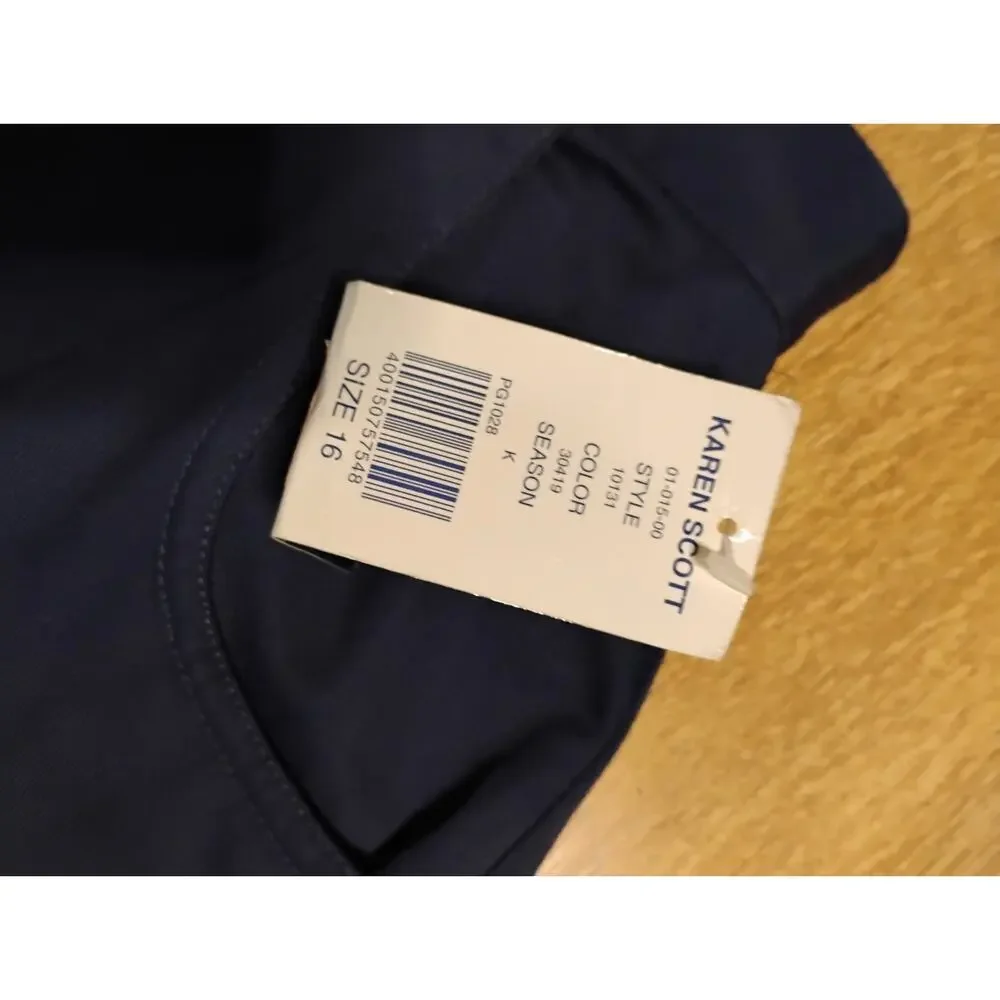Karen & Scott A-Line Skort Womens 1 Navy Blue Cotton Stretch Lined Preppy